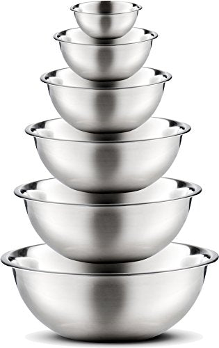 Amazon.com: Stainless Steel Mixing Bowls by Finedine (Set of 6) Polished Mirror Finish Nesting Bowl, Â¾ - 1.5-3 - 4-5 - 8 Quart - Cooking Supplies: Kitchen & Dining