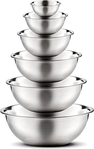 Amazon.com: Stainless Steel Mixing Bowls by Finedine (Set of 6) Polished Mirror Finish Nesting Bowl, Â¾ - 1.5-3 - 4-5 - 8 Quart - Cooking Supplies: Kitchen & Dining