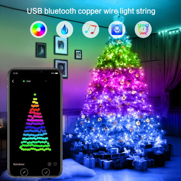Christmas Festoon LED Light Bluetooth String Lights Christmas Decoration Fairy Lights 2022 NEWYEAR Xmas Tree Light Home Decor