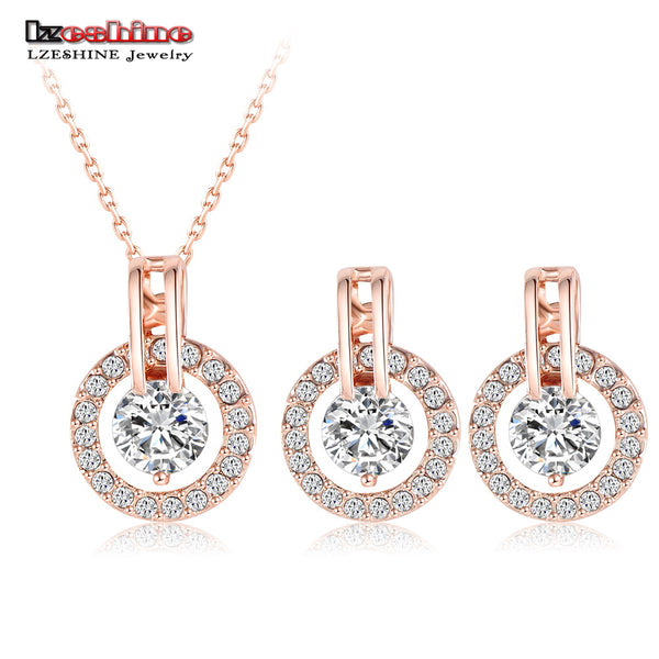 New Big Sale Wedding Jewelry Sets for Women Rose Gold Color Necklace and Earring