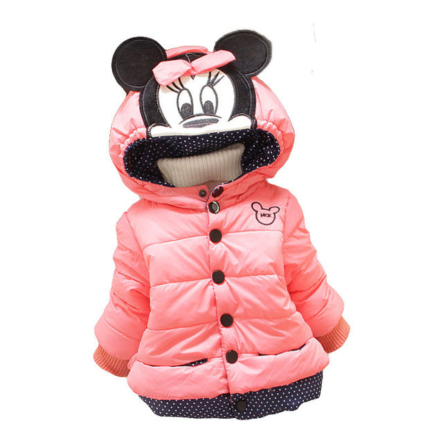 Outerwear Cotton Hooded Winter Coats For Girls