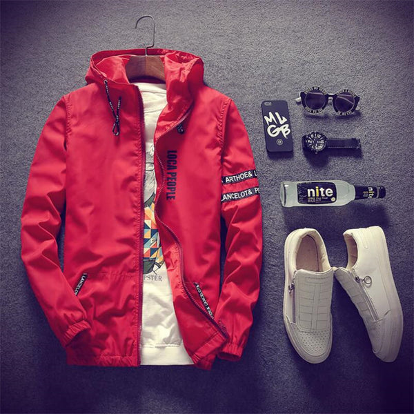 New Fashion Slim Fit Young Men Hooded Jacket Windbreaker Top Quality