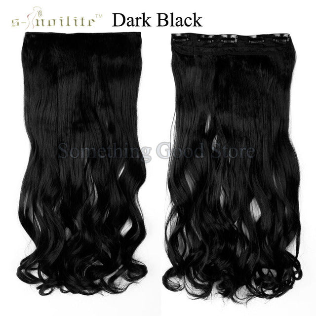SNOILITE 17"/24"/27" Lady Synthetic Curly Long Clip in Hair Extensions 5 clips
