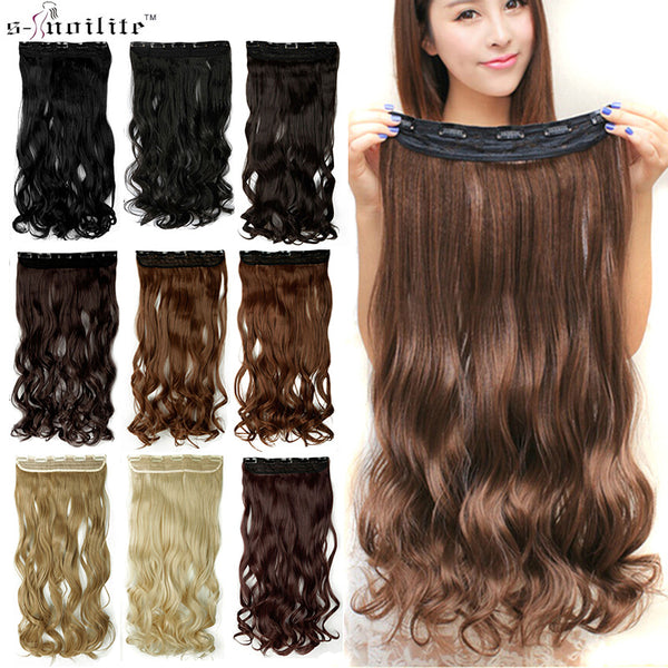 SNOILITE 17"/24"/27" Lady Synthetic Curly Long Clip in Hair Extensions 5 clips